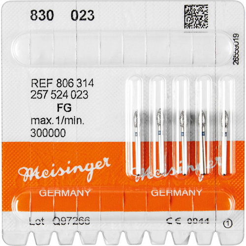 Diamant 830 5 stk blå medium, FG, figur 257 pære, 5 mm, ISO 023