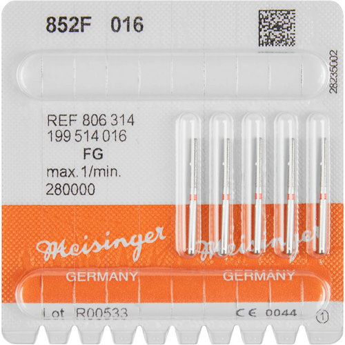 Diamant 852 5 stk rød, fin, FG, figur 199 rund konus, 10 mm, ISO 016