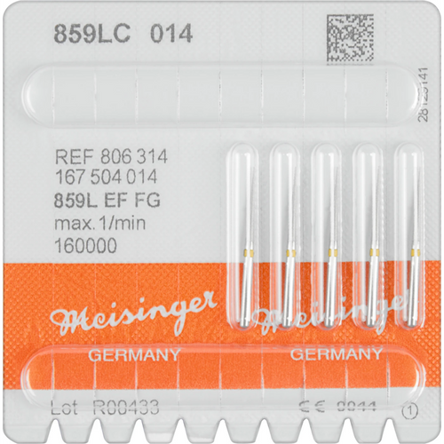 Diamant 859 5 stk. gul ekstra fin, FG, fasong 167 lang, konisk spiss, 12 mm, ISO 014