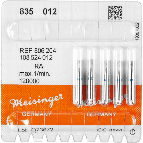 Diamant 835 5 stk. blå medium, RA, fasong 108 sylinder, 3,5 mm, ISO 012