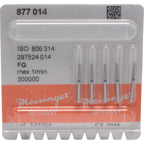 Diamant 877 5 stk blå medium, FG, figur 297 Torpedo konisk, 6,5 mm, ISO 014