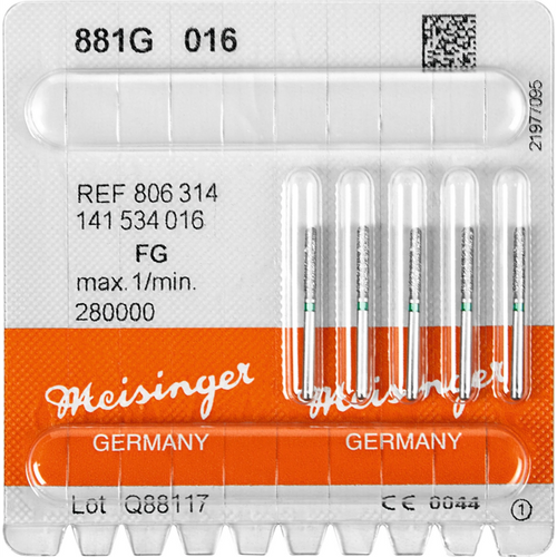 Diamant 881 5 stk grønn grov, FG, figur 141 Sylinder rund, 8 mm, ISO 016