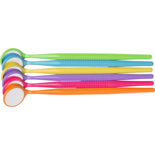 Crystal HD Thin Grip munnspeil 12 stk. assorterte fluoriserende, størrelse 4, Ø 22 mm