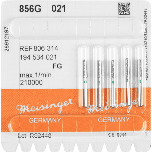 Diamant 856 5 stk., grønn grov, FG, figur 194 rund kjegle, 8 mm, ISO 021
