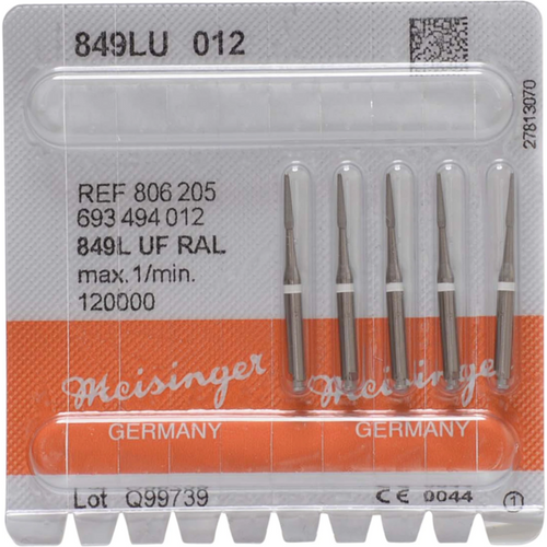 Diamant 849 5 stk. hvite ultrafine, RA L, fasong 693 rund kjegle, 6 mm, ISO 012