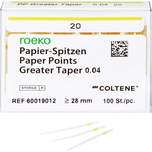 Roeko papirpoints Greater Taper 100 stk. Taper.04 ISO 020