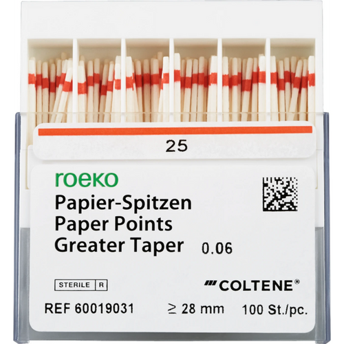 Roeko papirpoints Greater Taper 100 stk. Taper.06 ISO 025