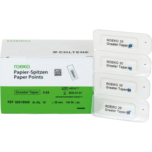 Roeko papirpoints Greater Taper Cell-pack 144 stk. Taper.04 ISO 030