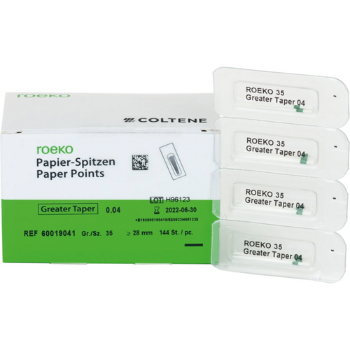 Roeko papirpoints Greater Taper Cell-pack 144 stk. Taper.04 ISO 035