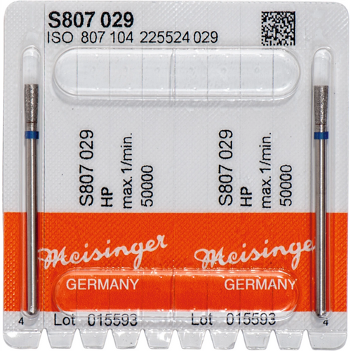 Sintrede diamanter S807 2 blå medium, HP, Figur 225 invertert kjegle, 6 mm, ISO 029