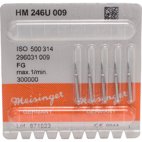 HM Finisher bor 246 5 stk hvit ultrafin, FG, fasong 296 flamme, 3,6 mm, ISO 009