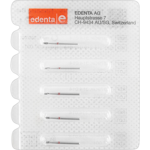 TC379 HM finisher 5 sikkerhetsspisser, rød, 12 skjærekanter, FG, figur 277 oval, 3,1 mm, ISO 014