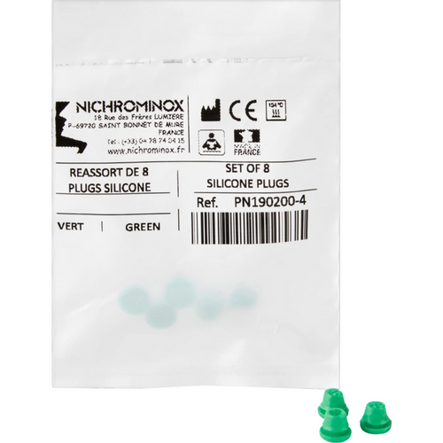 Silikoninnsatser 8 stk grønne, utvendig: 7,5 mm, innvendig: 1 mm