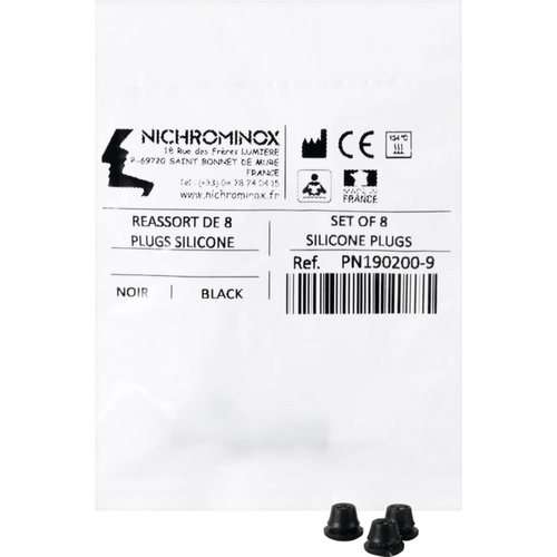 Silikoninnlegg 8 stk. svarte, utvendig: 7,5 mm, innvendig: 1 mm
