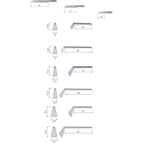 Sagblader stk. SGO-2, L 45 mm, tykkelse 0,3 mm