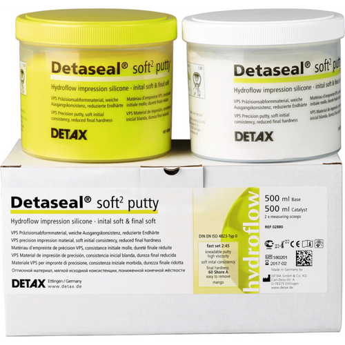 Detaseal hydroflow soft putty 2 x 500 ml boks, 2 skjeer