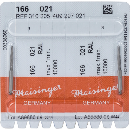 Kirurgisk hardmetallfreser 166 2 stk RAL, figur 409, 10 mm, ISO 021