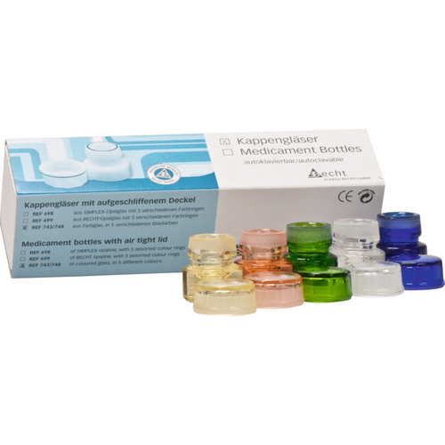 Fargede glasshetter 5 stk. assortert (klar, gul, rosa, grønn, blå)