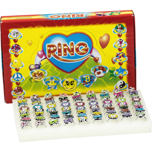 Ringer utstillingseske 72 stykker med krystaller