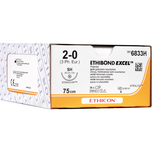 ETHIBOND EXCEL 36 stykker grønn, 45 cm, PS2, USP 2-0, tykkelse 3