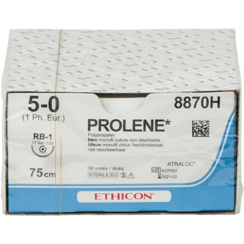 PROLENE 36 stk blå, 75 cm, RB1, USP 5-0, tykkelse 1