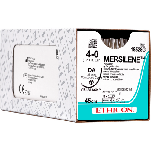 MERSILENE 12 stk grønn, 45 cm, DA - VISI-BLACK, USP 4-0, tykkelse 1,5