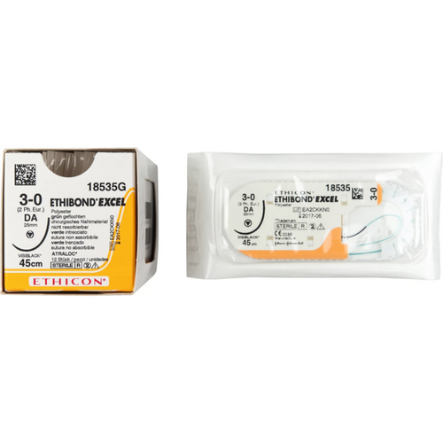 ETHIBOND EXCEL 12 stykker grønn, 45 cm, DA VISI-BLACK, USP 3-0, tykkelse 2