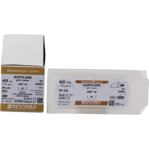 RESORBA Supolene 12 stk grønn, 45 cm, HRT18, USP 4/0