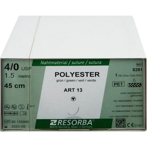 RESORBA Polyester 12 stk, grønn, 45 cm, ART 13, USP 4/0