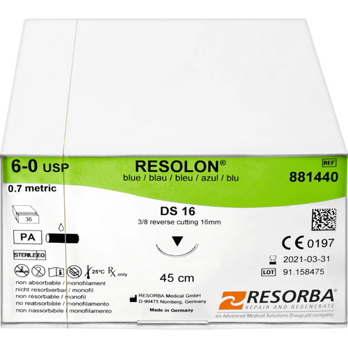 RESOLON 36 stk, blå, 45 cm, DS 16, USP 6/0