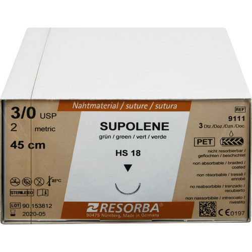 RESORBA Supolene 36 stk., grønn, 45 cm, HS18, USP 3/0