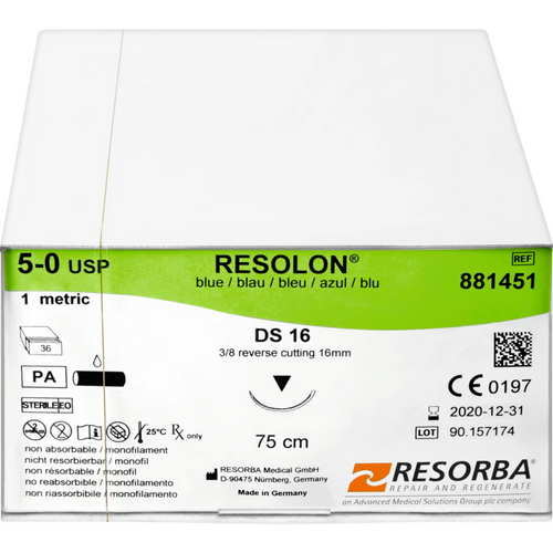 RESOLON 36 stykker, blå, 75 cm, DS 16, USP 5/0