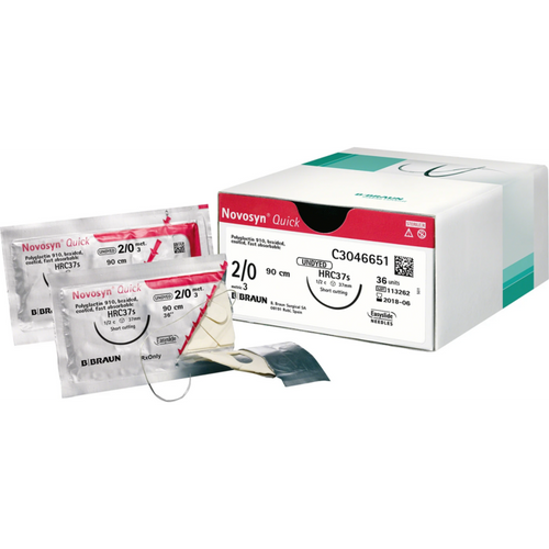 Novosyn QUICK 36 stk ufarget, 70 cm, DSMP24, tykkelse 3/0