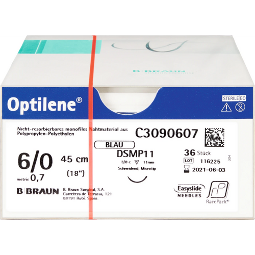 Optilene 36 stk 45 cm, USP 6/0, DSMP11
