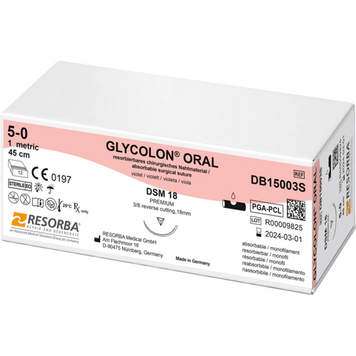 Glycolon Oral 12 stk fiolett, 45 cm, DSM18 sølv, USP 5/0