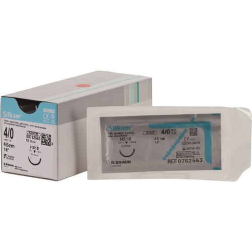 Silkam 12 stk. sort, 45 cm, USP 4/0, HS18