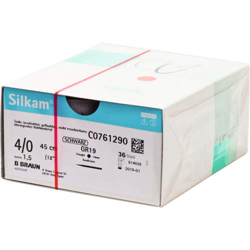 Silkam 36 stk svart, 45 cm, USP 4/0, GR19