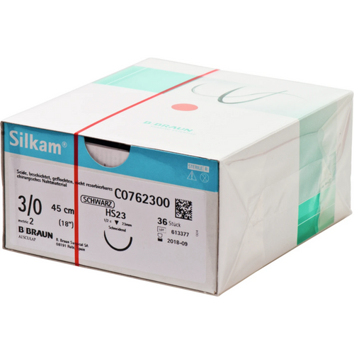 Silkam 36 stk. sort, 45 cm, USP 3/0, HS23