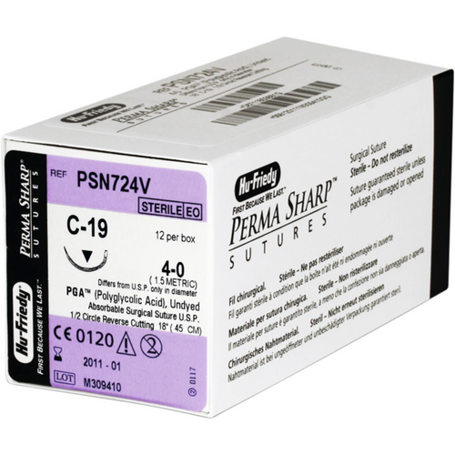 Sutur 12 stk PGA 4-OA/C-19, ufarget
