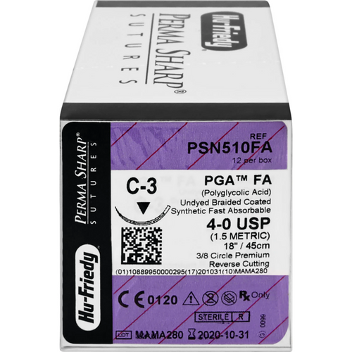 Sutur 12 stk PGA 4-OFA/C3, ufarget