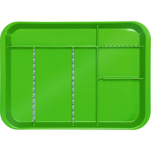 B-Lok Tray stk. brett 34 x 24,5 x 2,2 cm, med neon grønn skillevegg