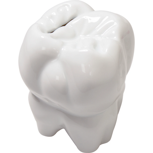 Tann-sparebøsse hvit porselen stykk