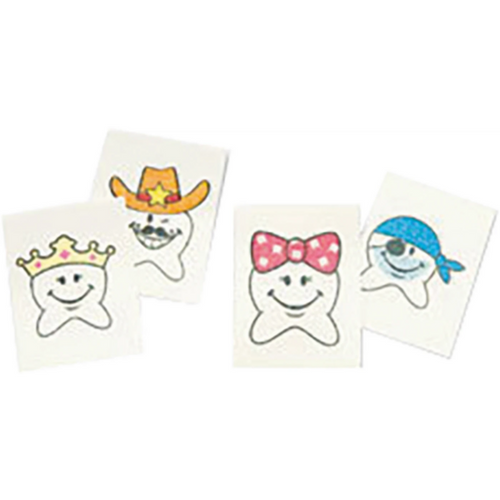 Tann-tatoveringer med glitter 144 stk.