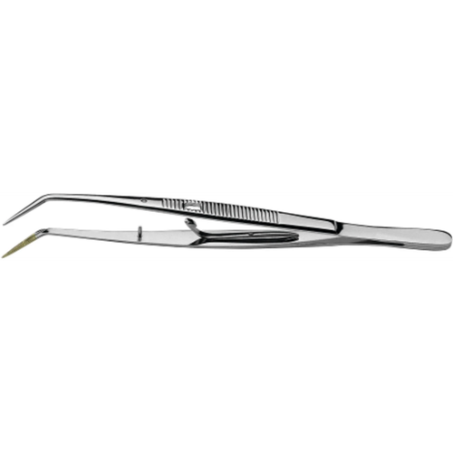 Pinsett stk. 15 cm, med lås, med langsgående og tverrgående spor