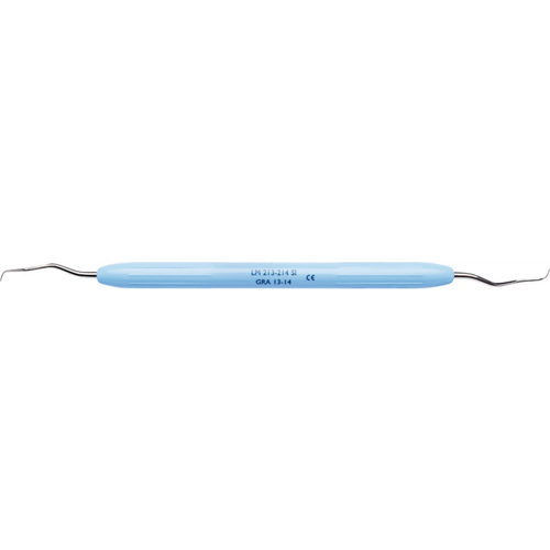 LM DuraGradeMAX Gracey stk. Figur 13/14, distal, premolarer/molarer, lys blå, LM-ErgoNorm skaft