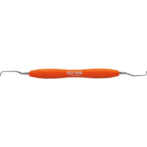 KKD COLOR Gracey kurette stk. figur 11/12, for premolar/molar, oransje, med ergonomisk silikonhåndtak