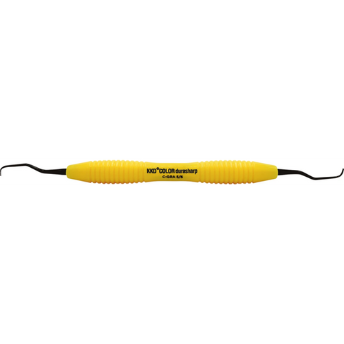 KKD COLOR durasharp Gracey kurette stk. fasong 5/6, for premolarer/fronttenner, gul, med silikongrep