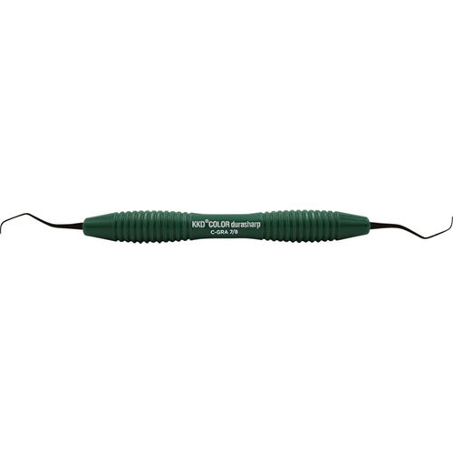 KKD COLOR durasharp Gracey kurette stk. figur 7/8, for premolarer/molarer, grønn, med silikonhåndtak