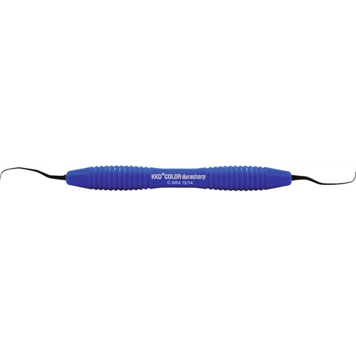 KKD COLOR durasharp Gracey kurette stk. figur 13/14, for premolarer/molarer, blå, med silikonhåndtak