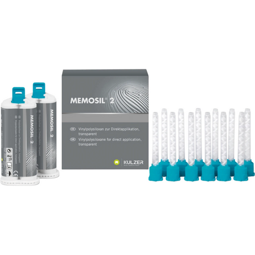 MEMOSIL 2 2 x 50 ml dobbelpatron, 12 grønne blandespisser